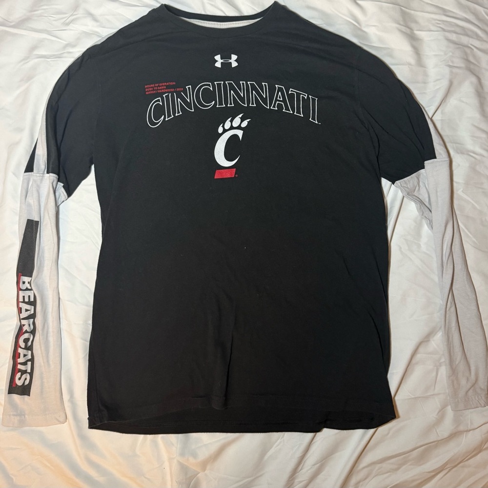 Under Armour Black and Gray Cincinnati Long Sleeve Tee